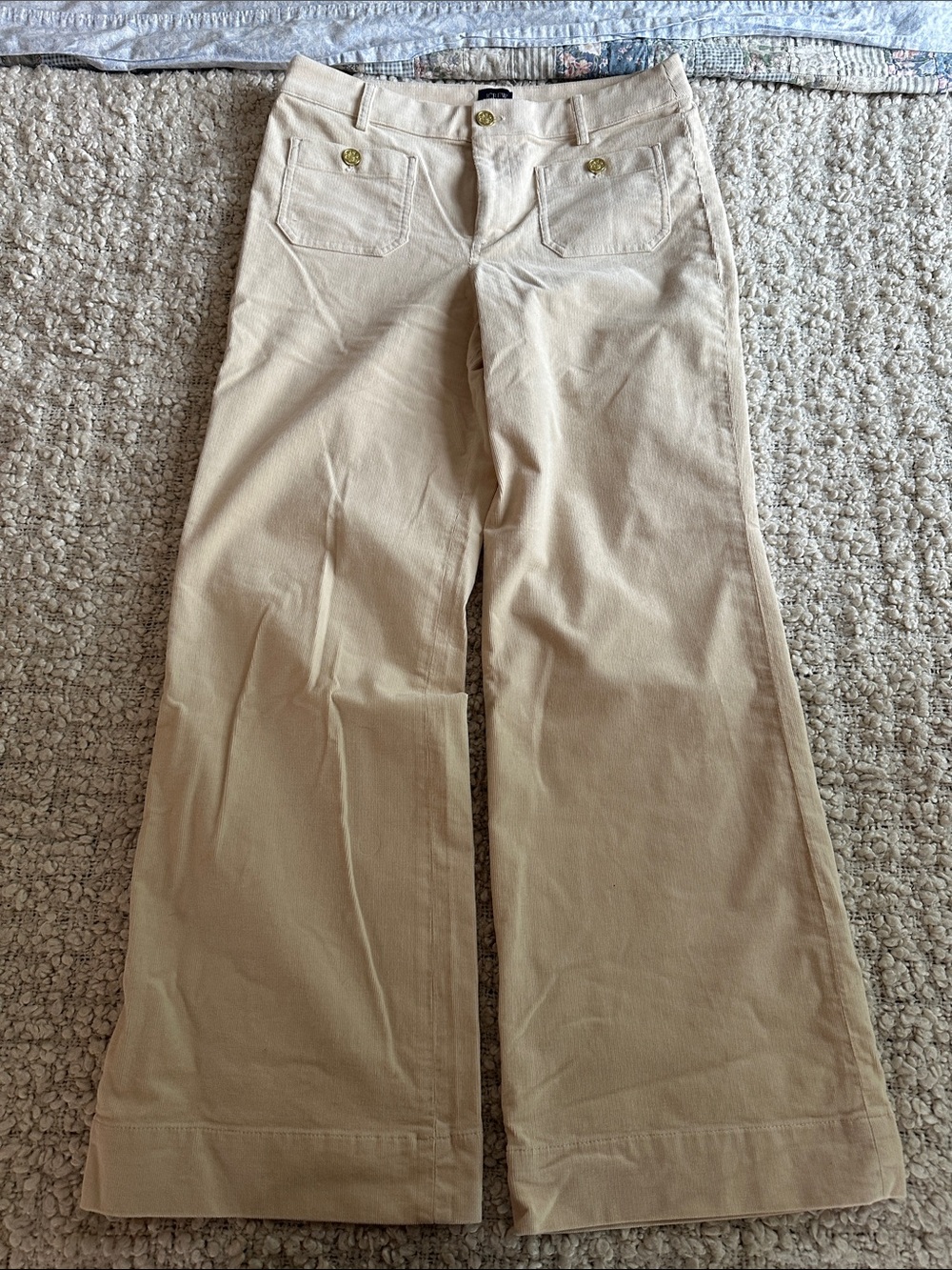 J. Crew NWOT Lizzie Wide Leg Cream Cords